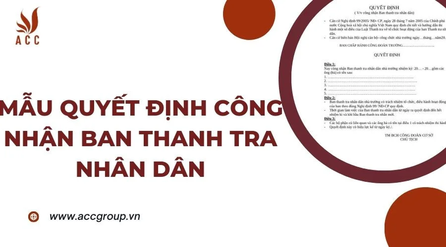 Mẫu quyết định công nhận ban thanh tra nhân dân